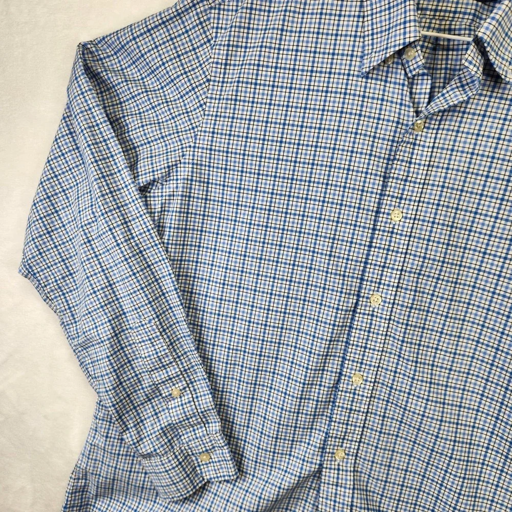Ralph Lauren Mens L Blue Check Oxford Shirt Classic Fit‎ Long Sleeve Polo Logo